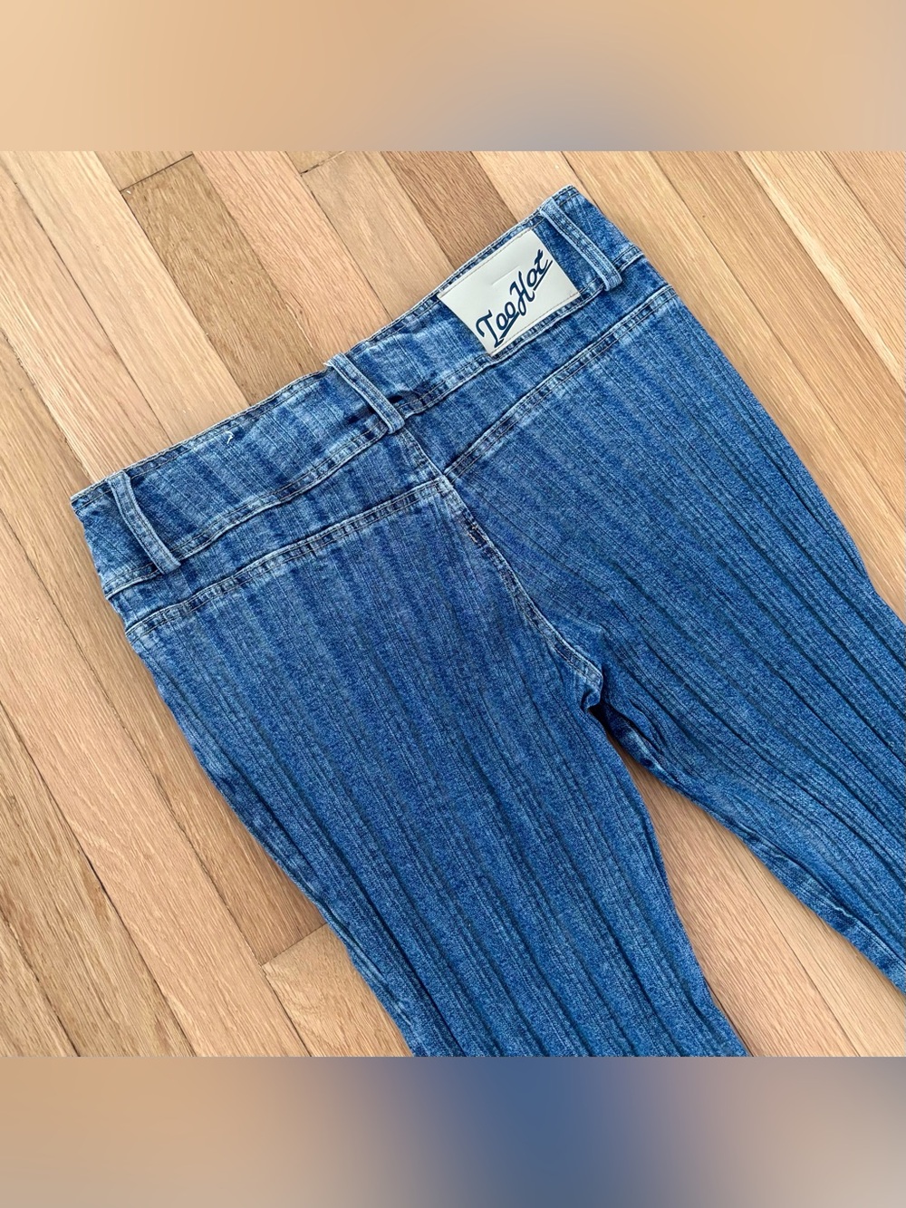Too Hot Vintage 2000s Ribbed Flare Jeans Low Rise Size 11 12 Stretch Denim - Picture 4 of 14